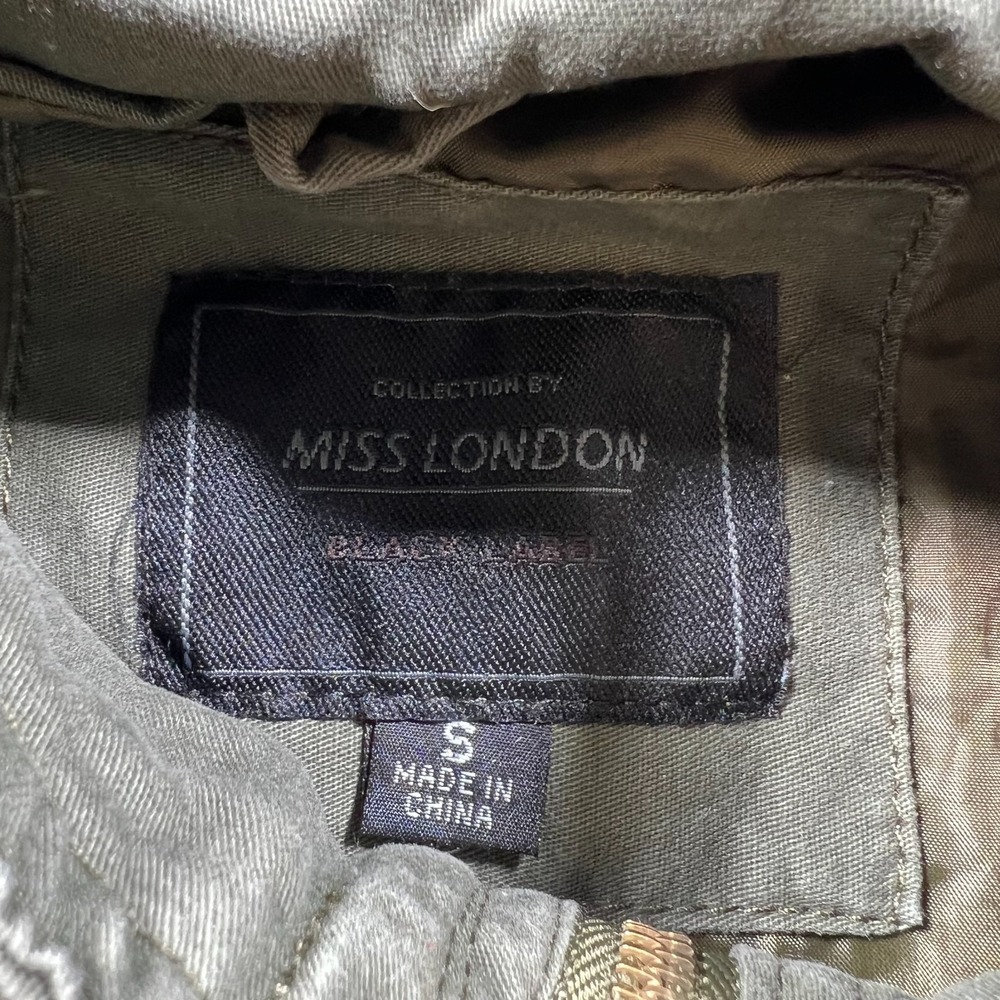 Miss London Black Label Utility Anorak Jacket Womens Small Olive Green Full Zip - Picture 5 of 10
